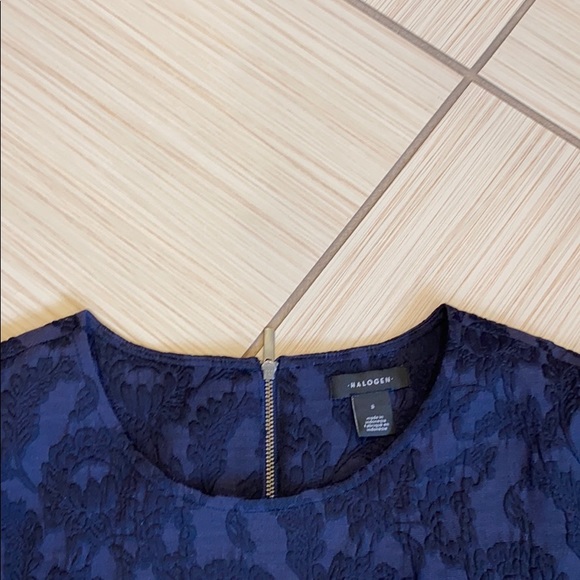 Halogen Navy Jacquard short sleeve Top - Picture 9 of 11